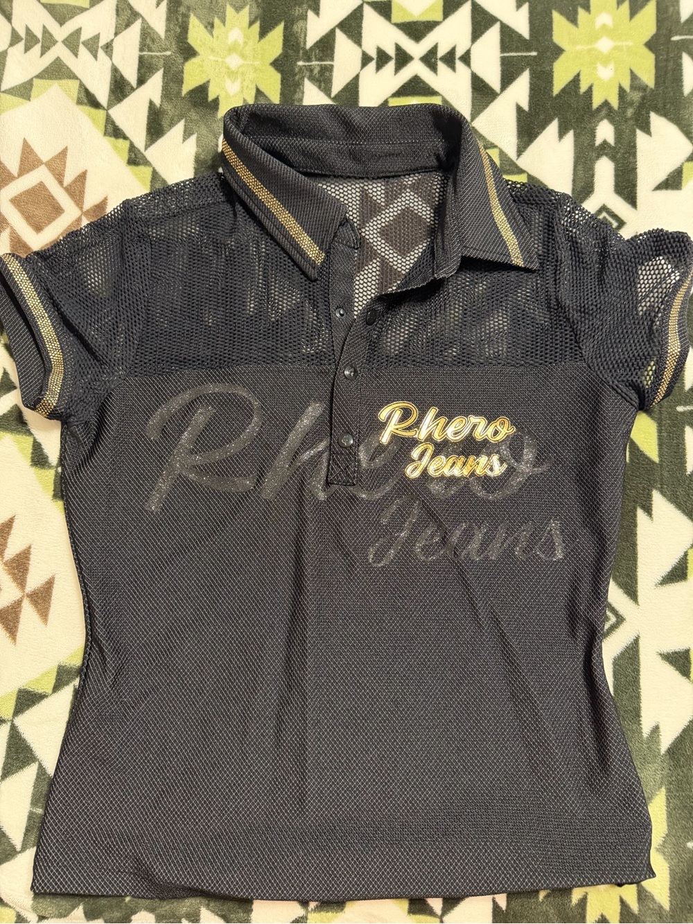 Women's Black Polo with Gold Trim